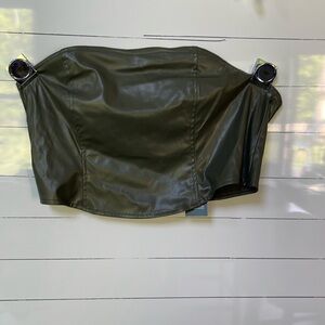 NWT OLIVE GREEN TUBE TOP WITH ZIPPER IN BACK